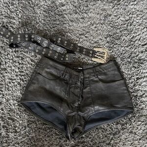 Fashion Nova High Waist Black Leather Shorts